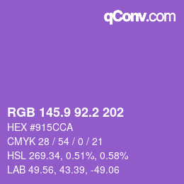 カラーコード: RGB 145.9 92.2 202 | qconv.com