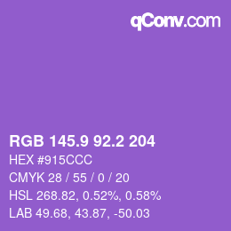 カラーコード: RGB 145.9 92.2 204 | qconv.com
