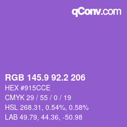 カラーコード: RGB 145.9 92.2 206 | qconv.com