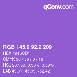 カラーコード: RGB 145.9 92.2 209 | qconv.com