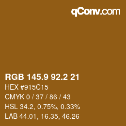 カラーコード: RGB 145.9 92.2 21 | qconv.com