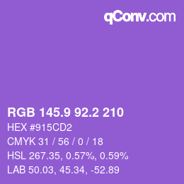 カラーコード: RGB 145.9 92.2 210 | qconv.com
