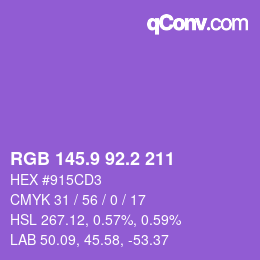 カラーコード: RGB 145.9 92.2 211 | qconv.com