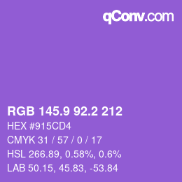 カラーコード: RGB 145.9 92.2 212 | qconv.com