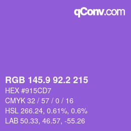 カラーコード: RGB 145.9 92.2 215 | qconv.com