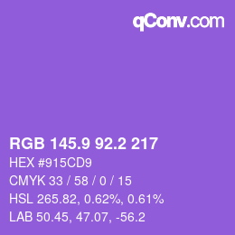 カラーコード: RGB 145.9 92.2 217 | qconv.com