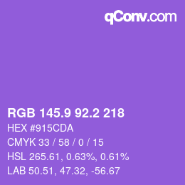 カラーコード: RGB 145.9 92.2 218 | qconv.com