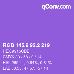 カラーコード: RGB 145.9 92.2 219 | qconv.com