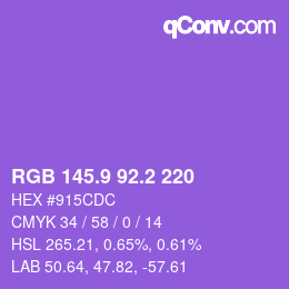 カラーコード: RGB 145.9 92.2 220 | qconv.com