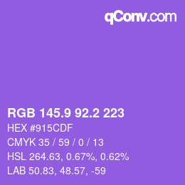 カラーコード: RGB 145.9 92.2 223 | qconv.com