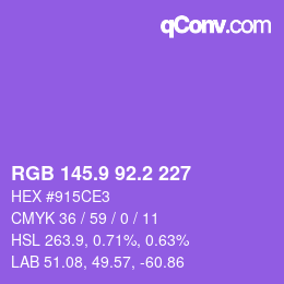 カラーコード: RGB 145.9 92.2 227 | qconv.com