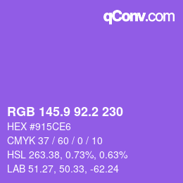 カラーコード: RGB 145.9 92.2 230 | qconv.com