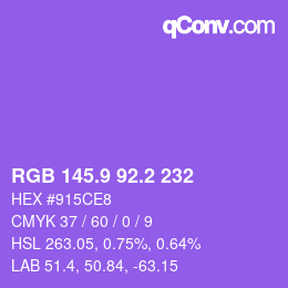 カラーコード: RGB 145.9 92.2 232 | qconv.com