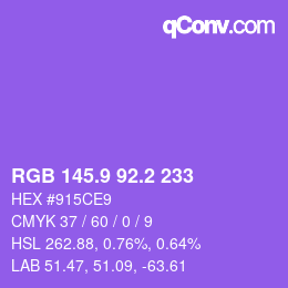 カラーコード: RGB 145.9 92.2 233 | qconv.com