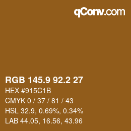 カラーコード: RGB 145.9 92.2 27 | qconv.com