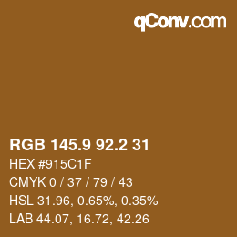 カラーコード: RGB 145.9 92.2 31 | qconv.com