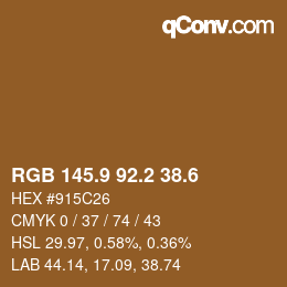 カラーコード: RGB 145.9 92.2 38.6 | qconv.com