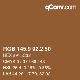カラーコード: RGB 145.9 92.2 50 | qconv.com