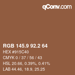 カラーコード: RGB 145.9 92.2 64 | qconv.com