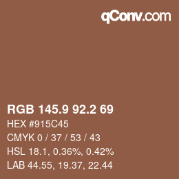 カラーコード: RGB 145.9 92.2 69 | qconv.com