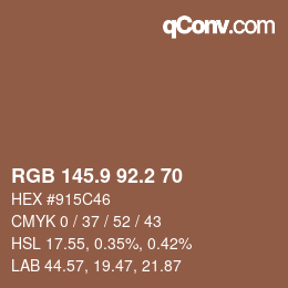 Color code: RGB 145.9 92.2 70 | qconv.com