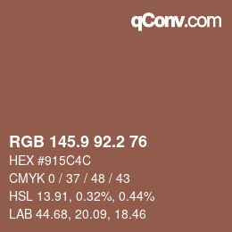 Color code: RGB 145.9 92.2 76 | qconv.com