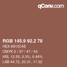 Color code: RGB 145.9 92.2 78 | qconv.com