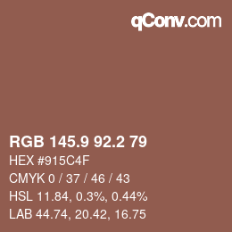 カラーコード: RGB 145.9 92.2 79 | qconv.com
