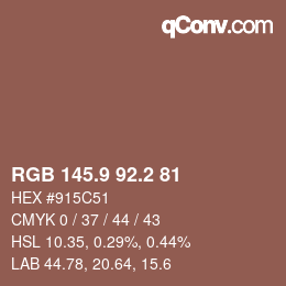 Color code: RGB 145.9 92.2 81 | qconv.com