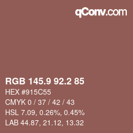Color code: RGB 145.9 92.2 85 | qconv.com