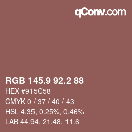 Color code: RGB 145.9 92.2 88 | qconv.com
