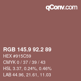 カラーコード: RGB 145.9 92.2 89 | qconv.com