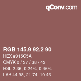 Color code: RGB 145.9 92.2 90 | qconv.com