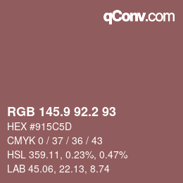 Color code: RGB 145.9 92.2 93 | qconv.com