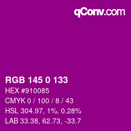 Color code: RGB 145 0 133 | qconv.com