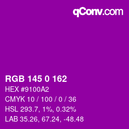 Color code: RGB 145 0 162 | qconv.com