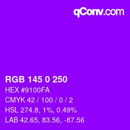 Color code: RGB 145 0 250 | qconv.com