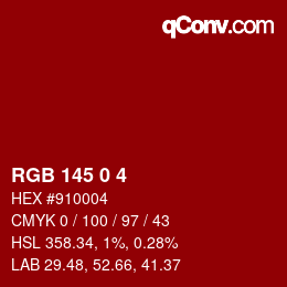 Color code: RGB 145 0 4 | qconv.com