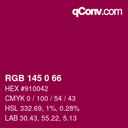 カラーコード: RGB 145 0 66 | qconv.com