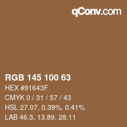 Color code: RGB 145 100 63 | qconv.com