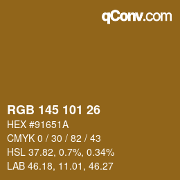 Color code: RGB 145 101 26 | qconv.com