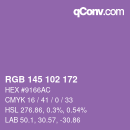 Color code: RGB 145 102 172 | qconv.com