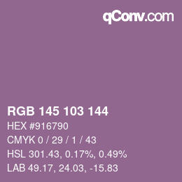 カラーコード: RGB 145 103 144 | qconv.com