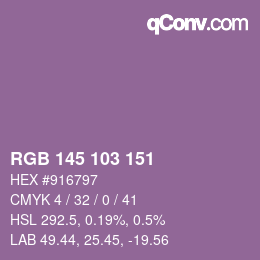 Color code: RGB 145 103 151 | qconv.com
