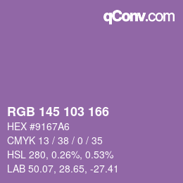 Color code: RGB 145 103 166 | qconv.com