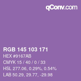 Color code: RGB 145 103 171 | qconv.com