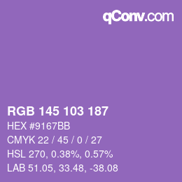 Color code: RGB 145 103 187 | qconv.com