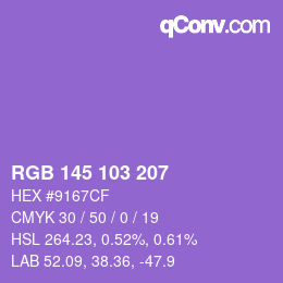 Color code: RGB 145 103 207 | qconv.com