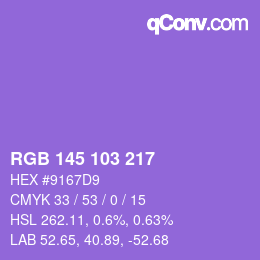 カラーコード: RGB 145 103 217 | qconv.com