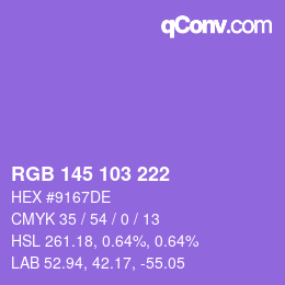 Color code: RGB 145 103 222 | qconv.com